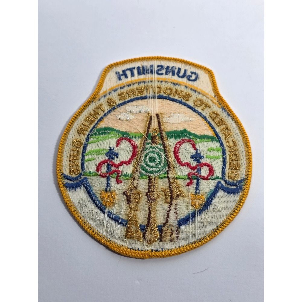 Vintage Gunsmith Patch Dedicated To Shooters 4.5in Yellow Blue 70s Workwear Vibe - Picture 3 of 3